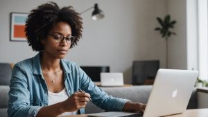 Femme qui lire un article sur internet