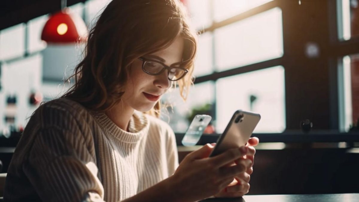 Femme qui lis un article sur telephone